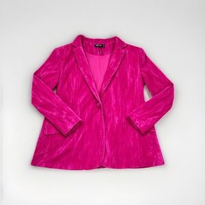 Nasty Gal Hot Pink Women's Crushed Velvet Suit Blazer Jacket Mixed Sz 16